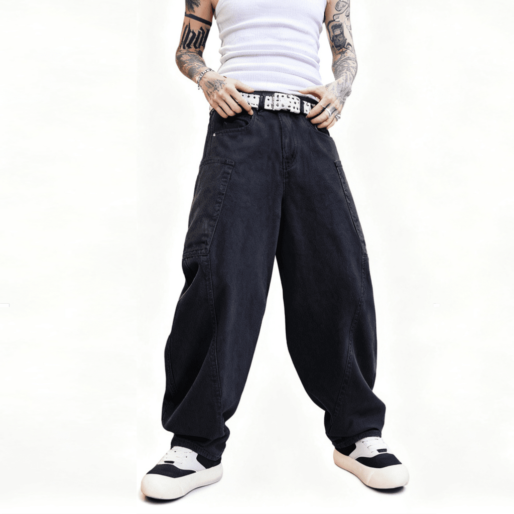 Loose Fit Straight-Leg Washed Basic Jeans