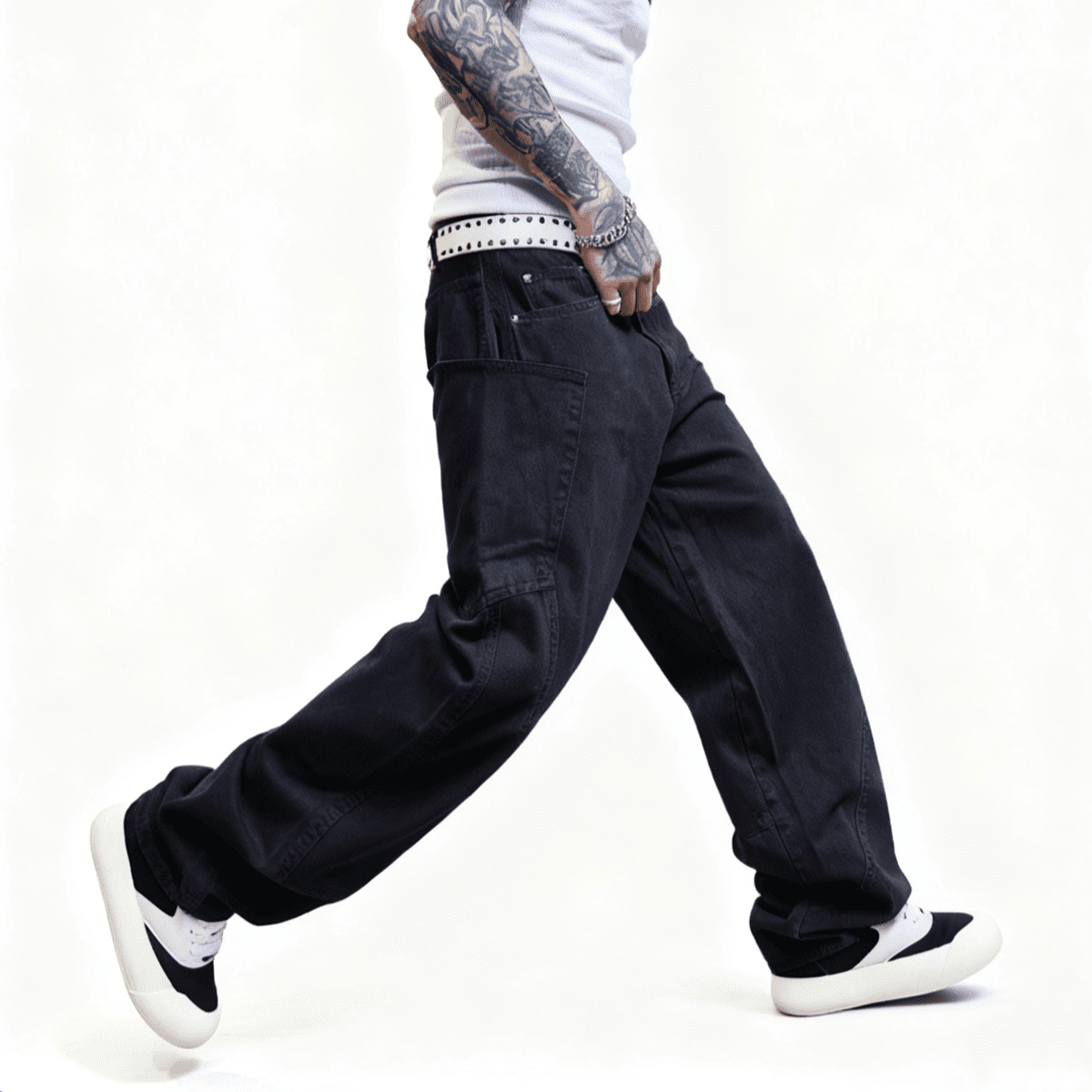 Loose Fit Straight-Leg Washed Basic Jeans